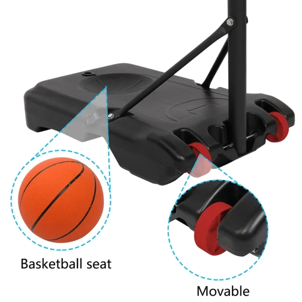 6.5ft-8ft Portable Basketball Hoop System Stand, Height Adjustable - Image 3