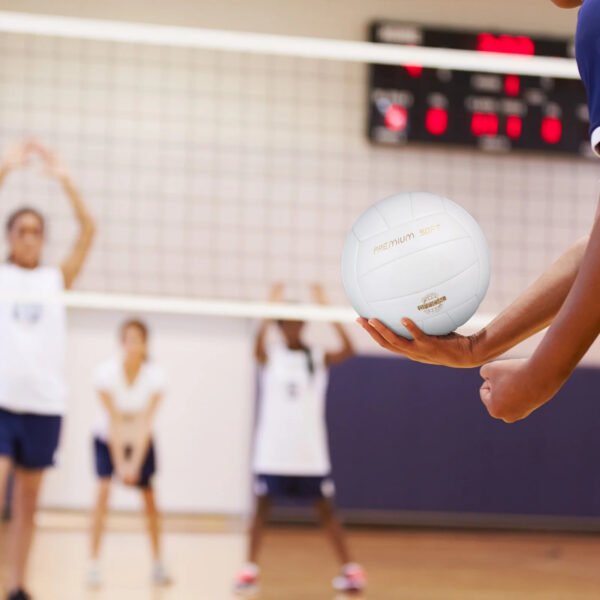 Works Size 5 Premium Soft Volleyball, White - Image 4