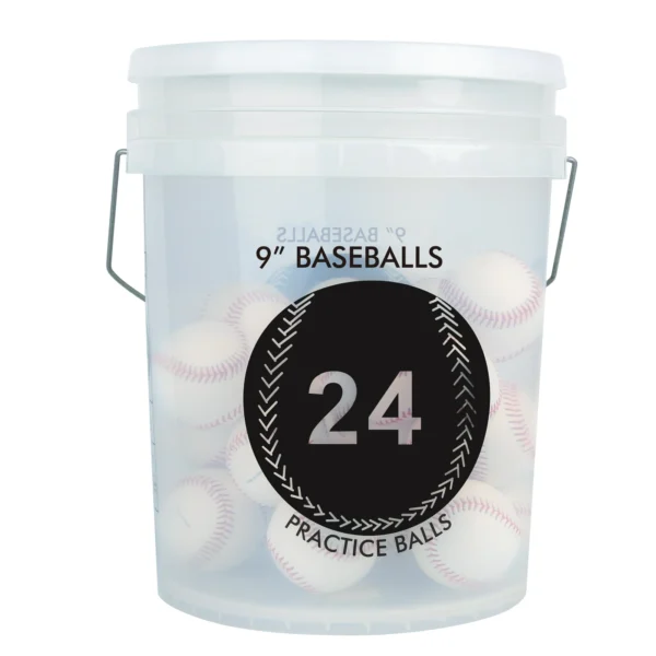 Works Set of 24 PVC Leather Practice Baseballs in Bucket